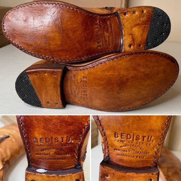 BED STU Tess Tan Rustic Leather Tall Riding Boots BedStu Size 7 - Picture 13 of 16